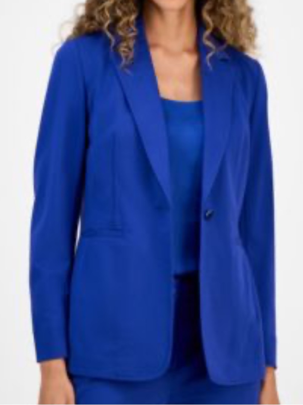 Suzy Shier Cobalt Blue Single-Button Blazer